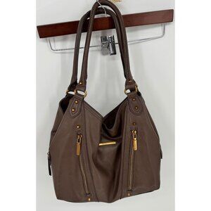 Rosetti brown faux leather shoulder bag/purse with gold-tone hardware